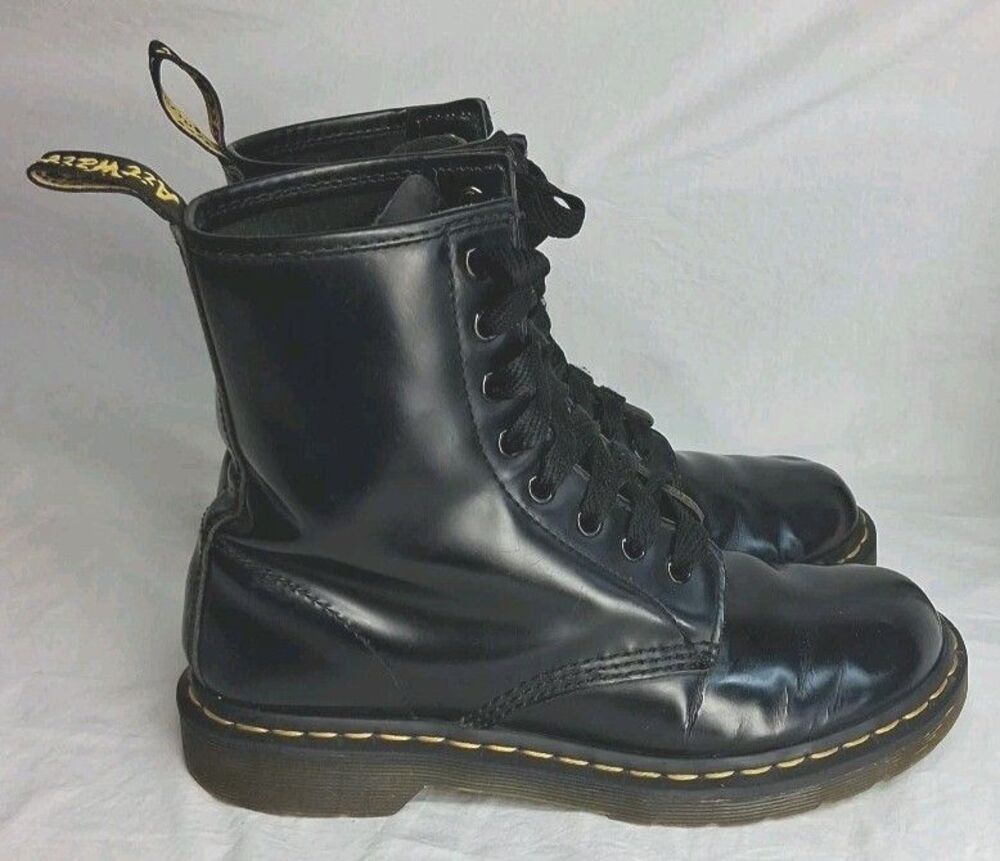 Dr Doc Martens 1460 W Women 8 Mid Calf Combat Boots Grunge Punk Utilitarian Goth